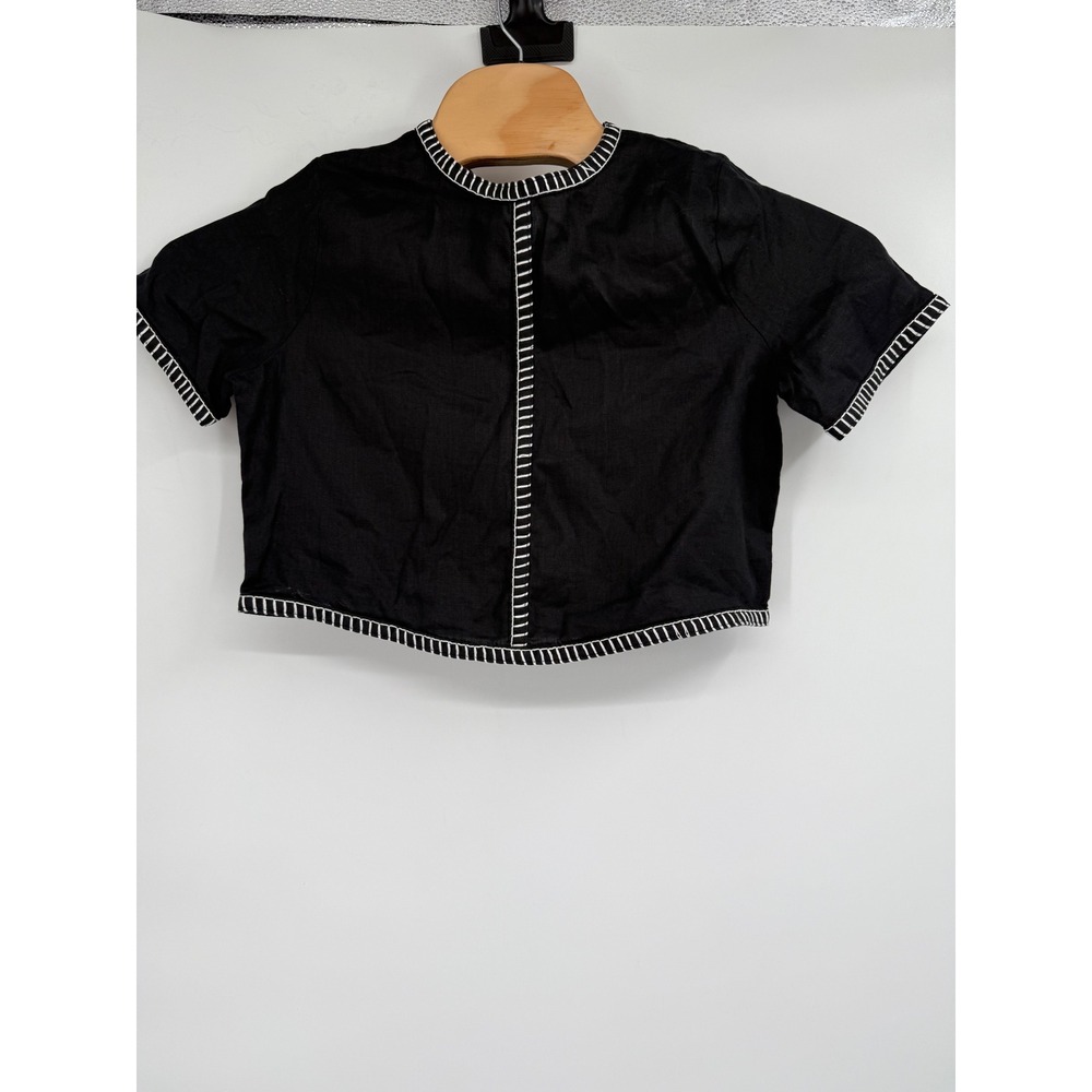 magaschoni Black Linen Crop Top NWT‎ Sz S